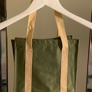 Small HARRODS Tote Bag  classic green with beige.straps